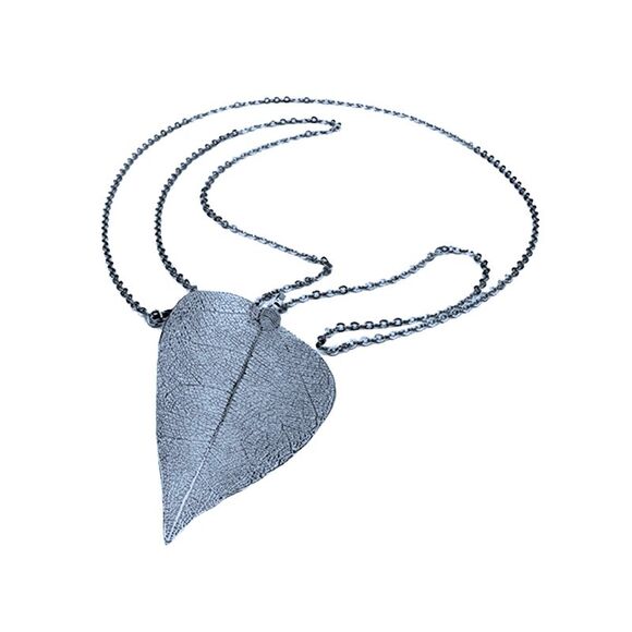 Long Filigree Leaf Necklace - Picture 2 of 6